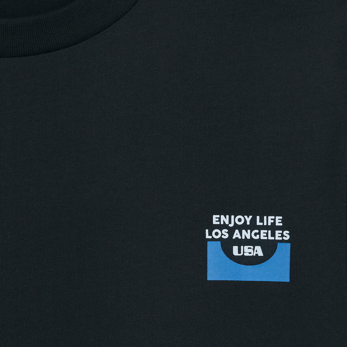 Lot de 5 T-shirts à message noir/bleu/gris, LA REDOUTE COLLECTIONS