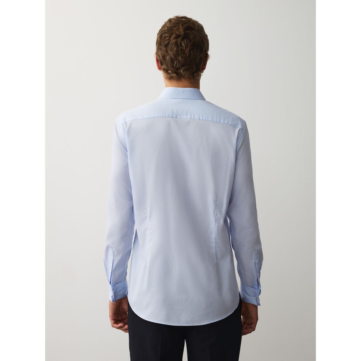 Chemise texturée en coton entretien facile bleu clair, NEXT