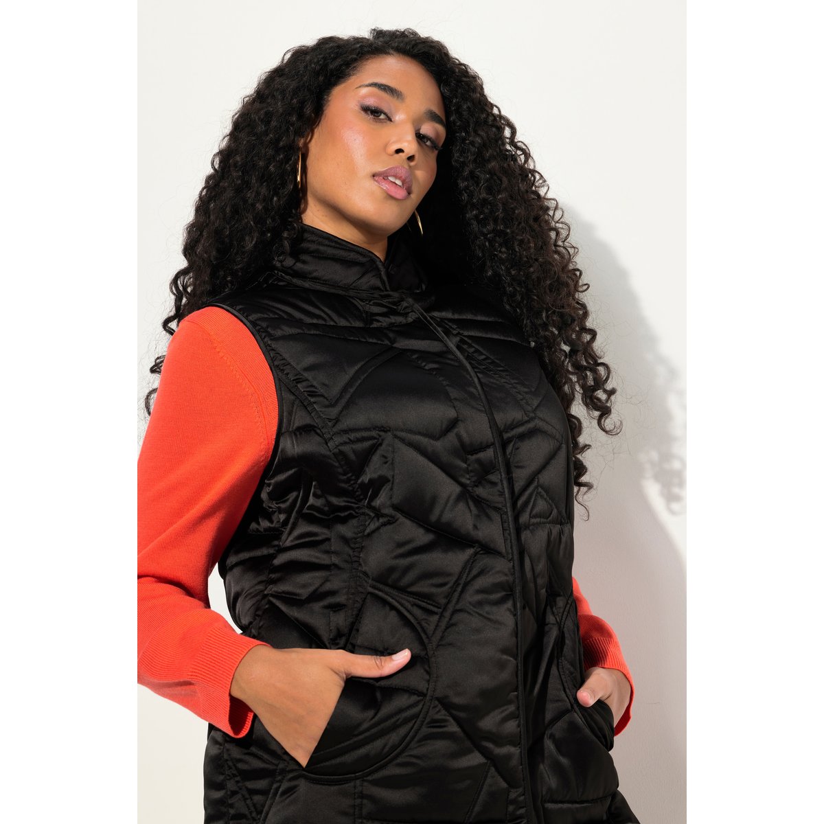 Gilet matelassé sans manches, col rond noir, ULLA POPKEN