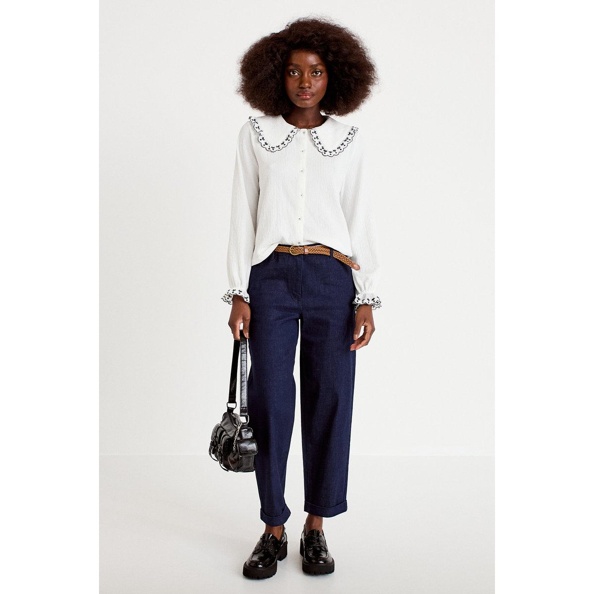 Jeans chino avec ceinture denim brut, CACHE CACHE