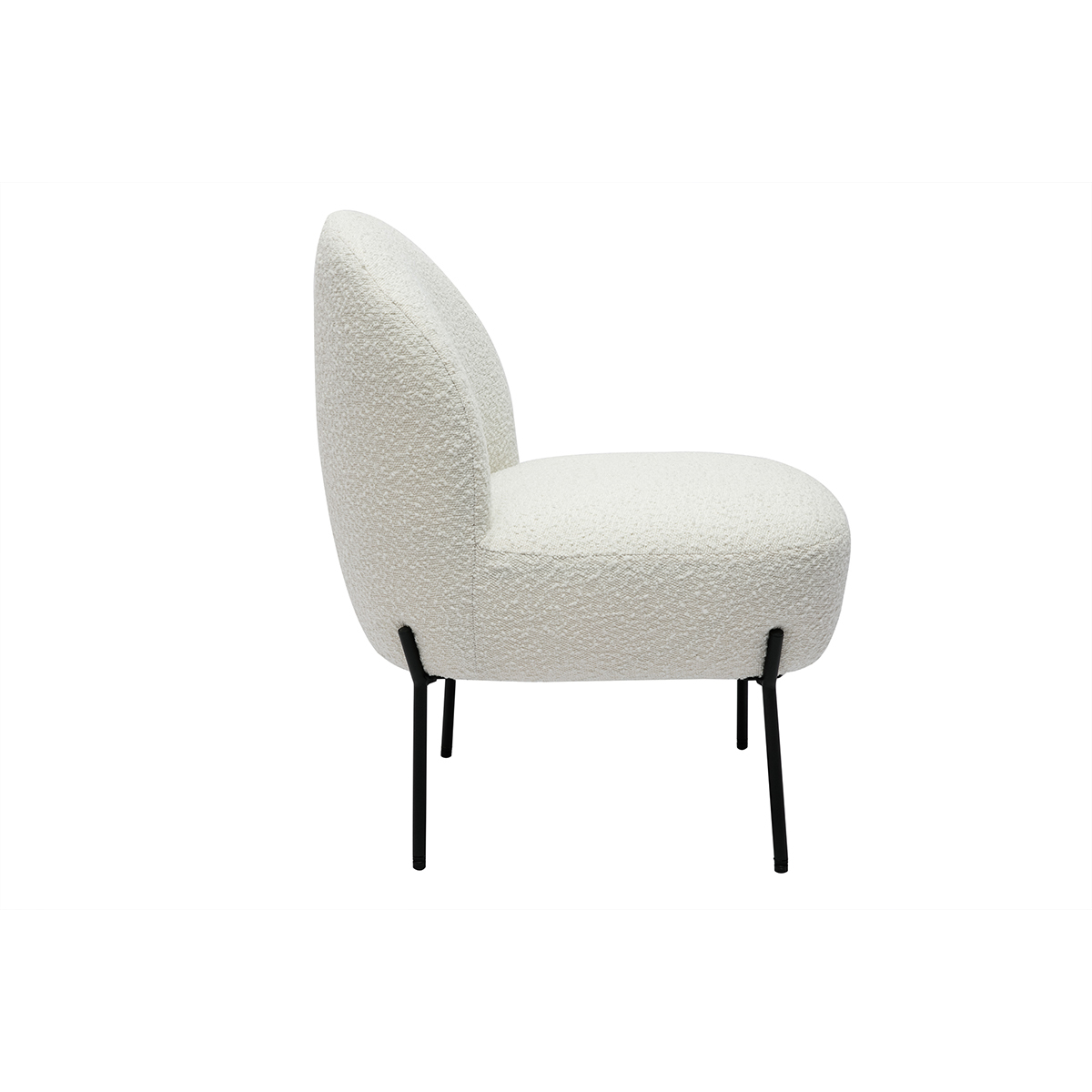 Fauteuil design pieds métal noir BELEY blanc, MILIBOO