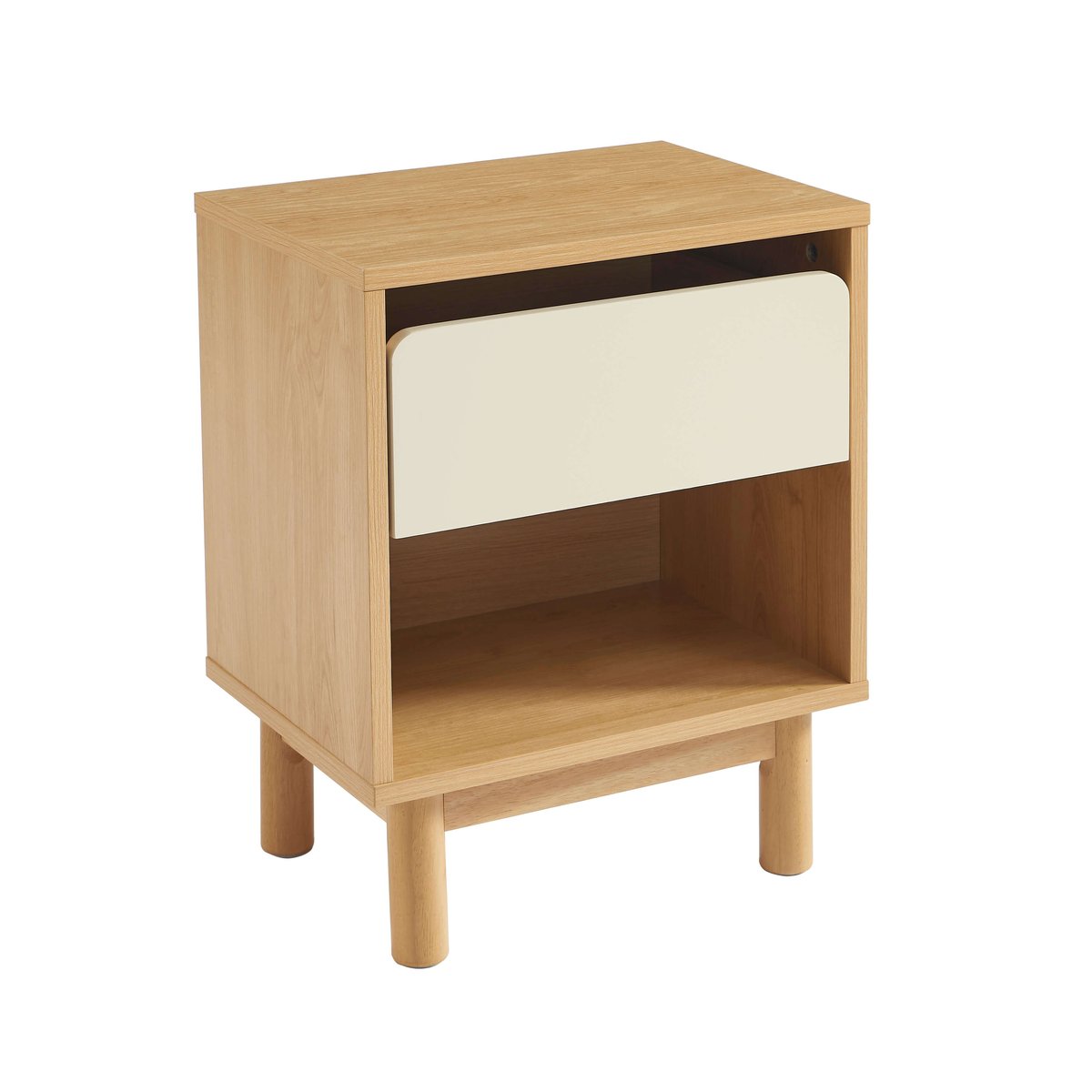 Table de chevet à tiroir THALIA beige et chêne, BAÏTA