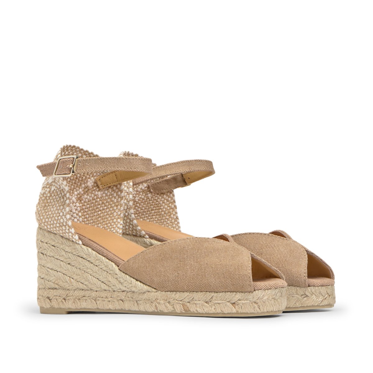 Espadrilles compensées en jute tressé BIANCA LIGHT PLATFORM sable, CASTANER