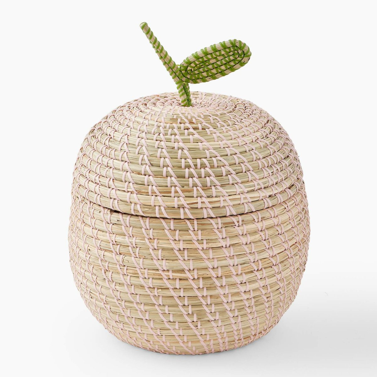 Panier en forme de fraise, D31xH44cm, en jonc de mer et scoubidou malabar, MONOPRIX