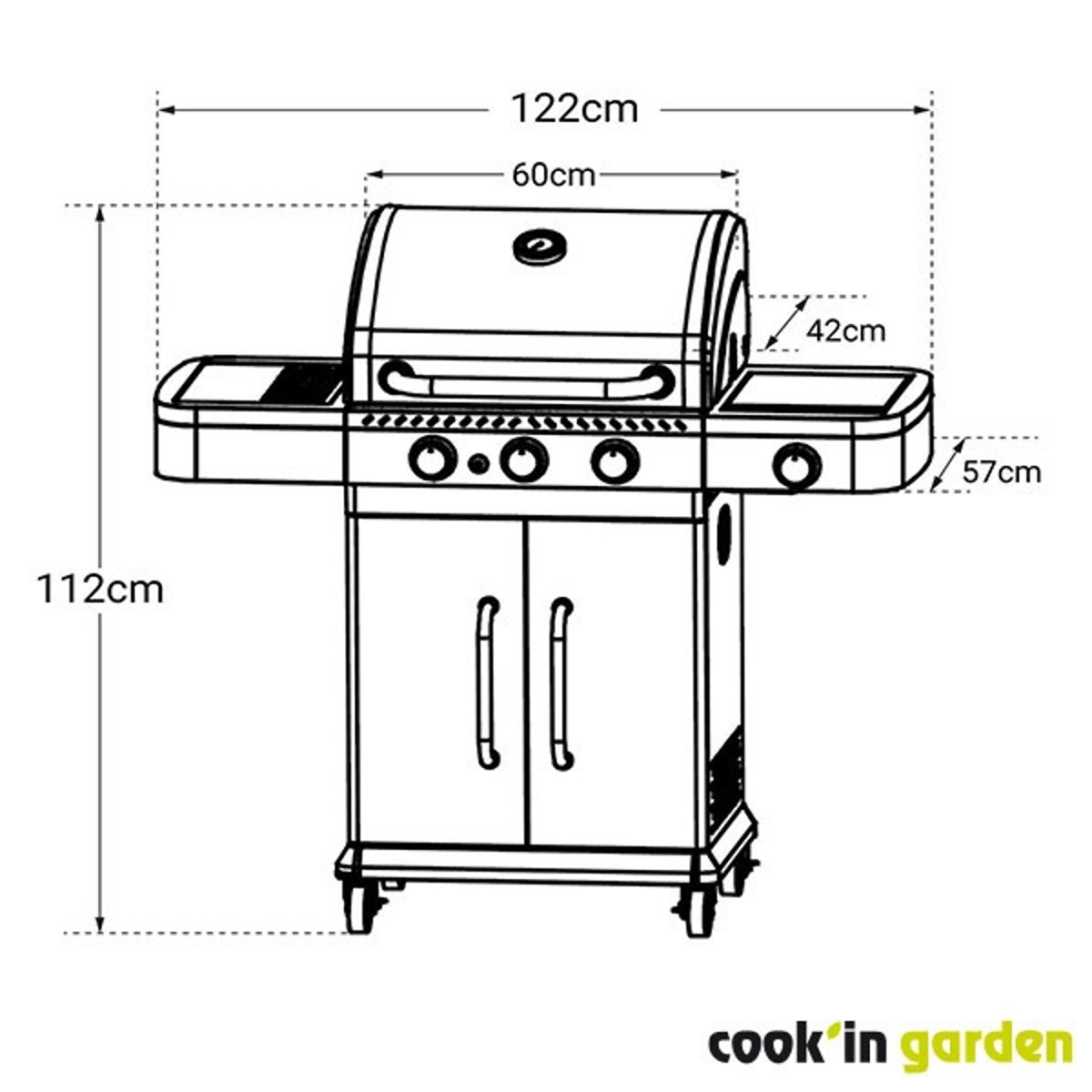 Barbecue Gaz, FIDGI 3 noir, COOK IN GARDEN