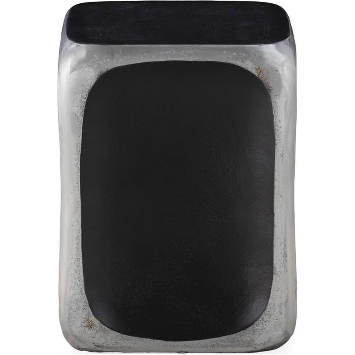Tabouret cube en aluminium poli bronze noirâtre et aluminium poli, RECOLLECTION
