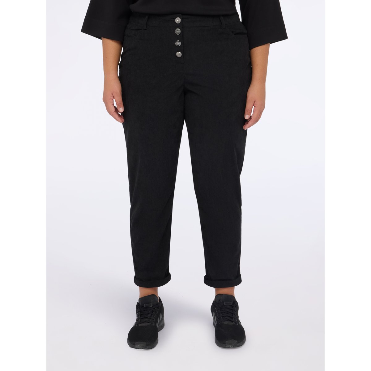 Pantalon Barrel en velours côtelé noir, FIORELLA RUBINO