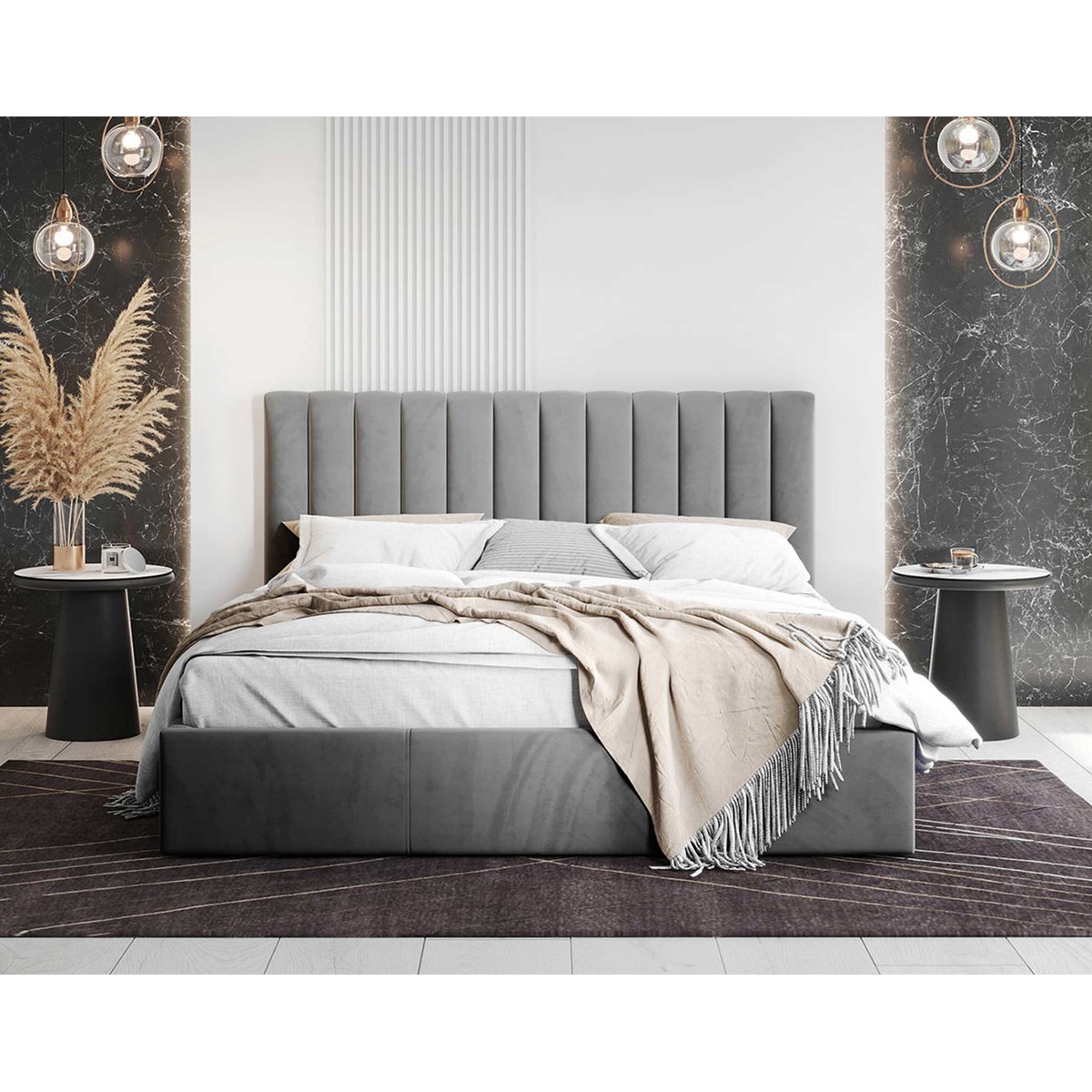 Lit coffre - ROSARIO gris, BEST MOBILIER