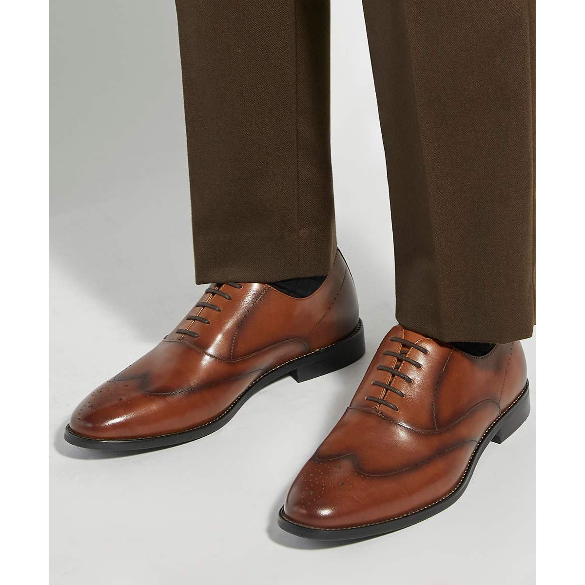 Chaussures Richelieu en cuir à lacets - SHAAY tan-leather, DUNE LONDON
