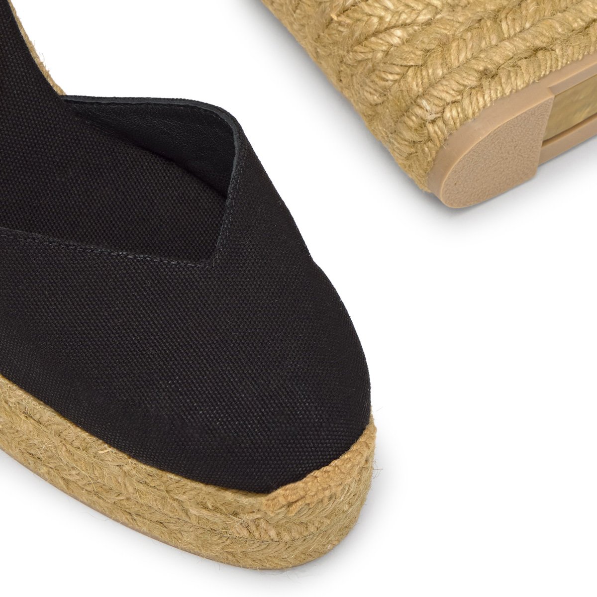 Espadrilles compensées en jute tressée à découpe en V CHIARA PLATFORM noir, CASTANER