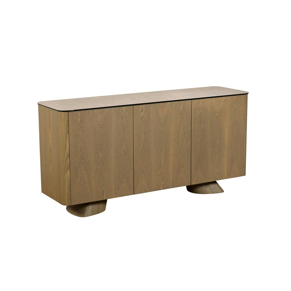 Buffet design céramique et placage chêne 3 portes CALA bois naturel, PIER IMPORT