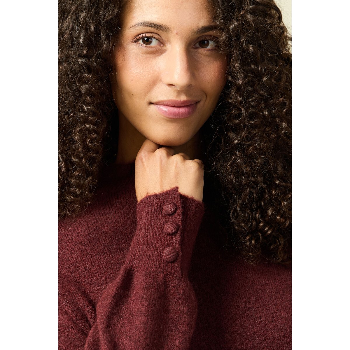 Pull col montant manches longues bordeaux, BONOBO