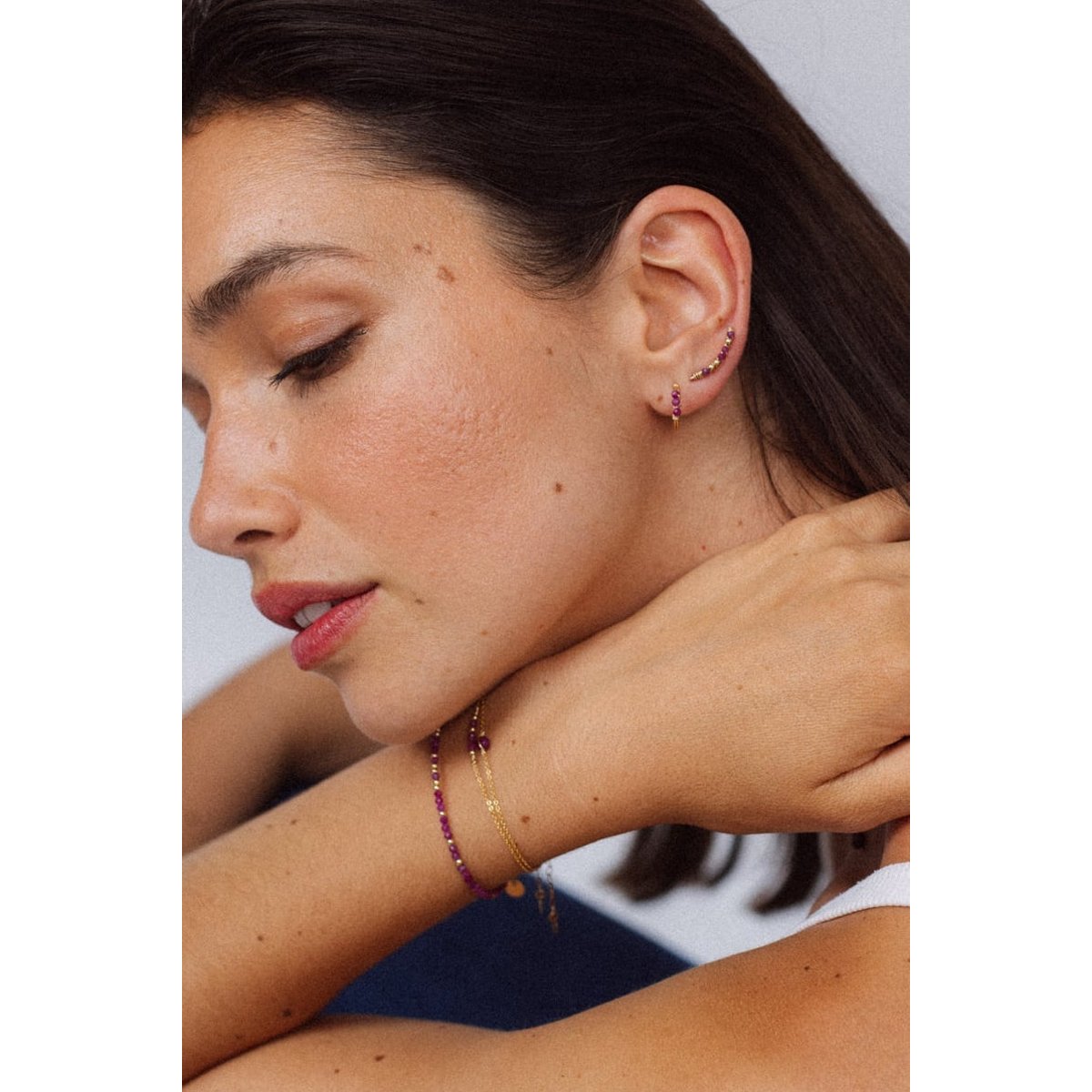 Créoles Théa - Rubis argent / tanzanite, YAY PARIS