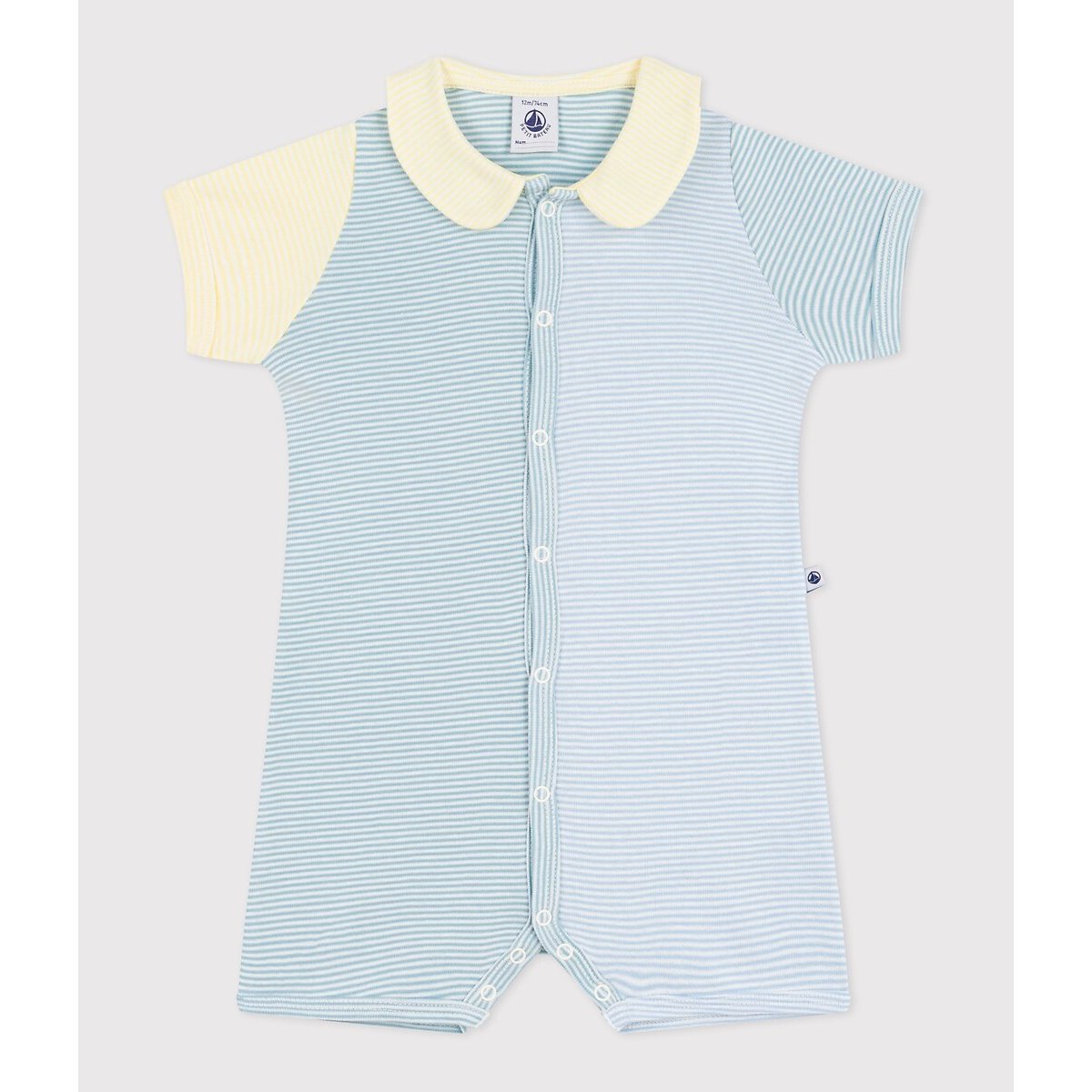 Combinaison courte, en coton, motif à rayures rayé multicolore, PETIT BATEAU