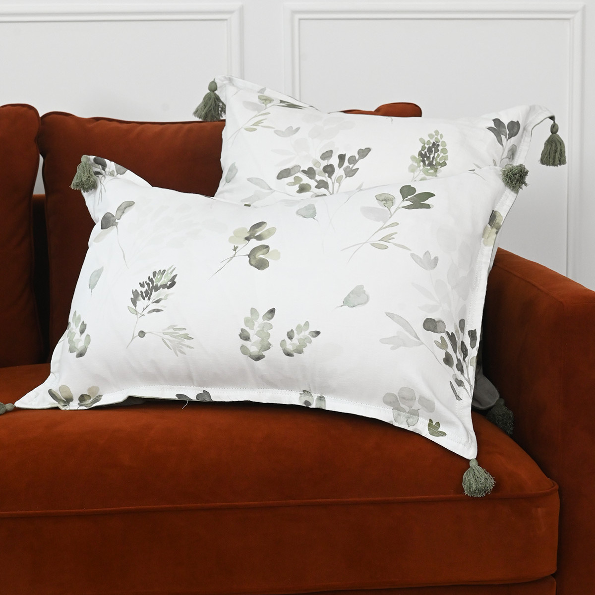 Lot de 2 housses de coussin gaze de coton LOLA LOFT lichen, SENSEI MAISON