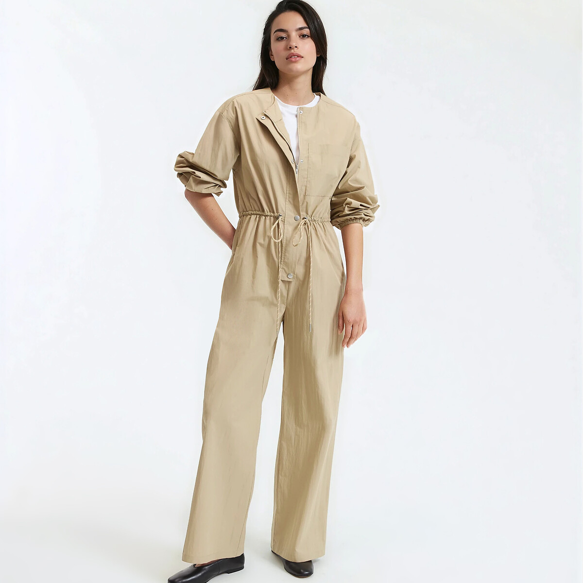 Combinaison pantalon large à manches longues beige, LA REDOUTE COLLECTIONS