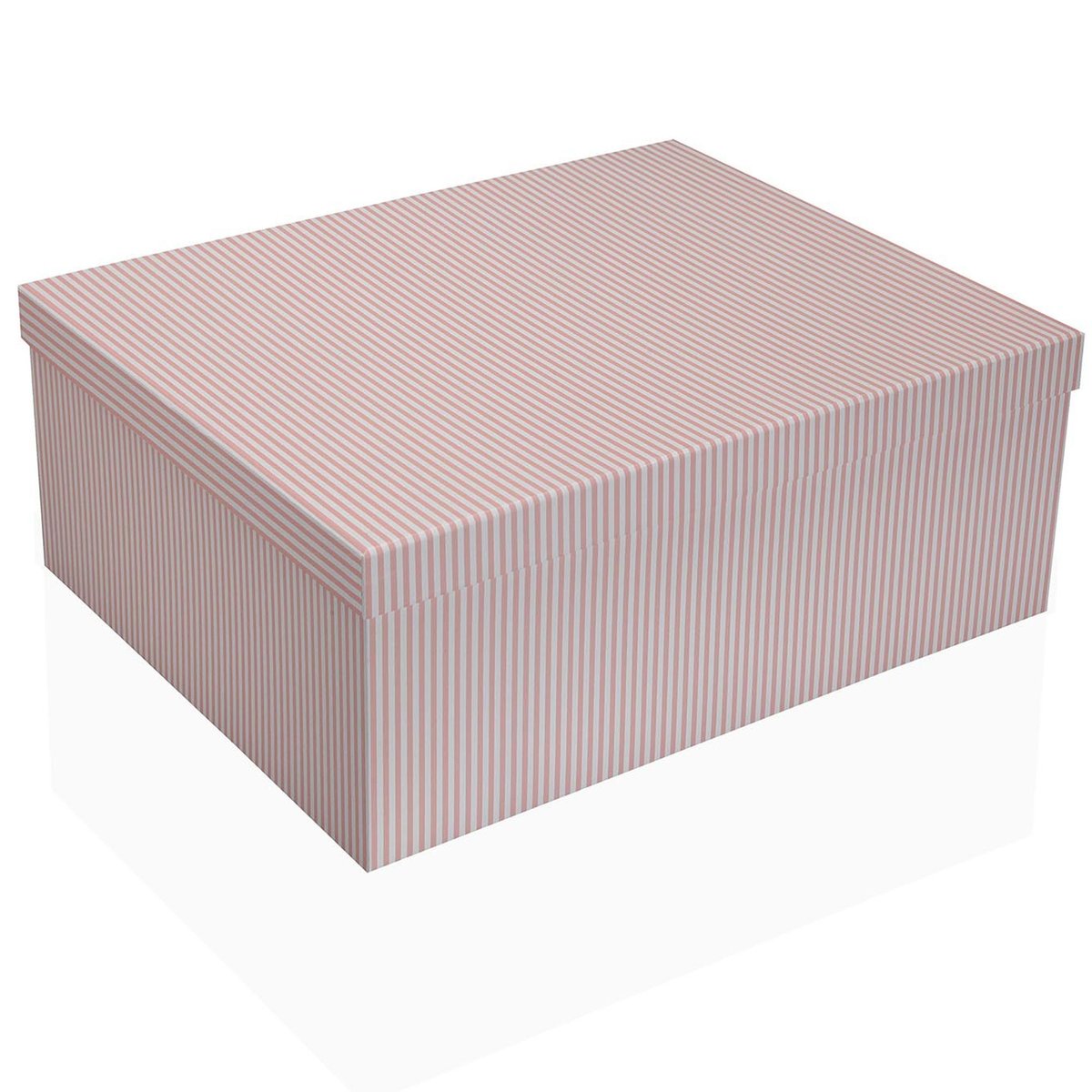 Set de 15 boîtes de rangement rayées blanc et rose rose, VERSA