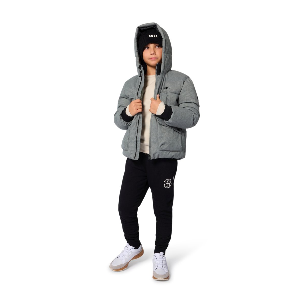 Veste à capuche gris chine, BOSS KIDSWEAR