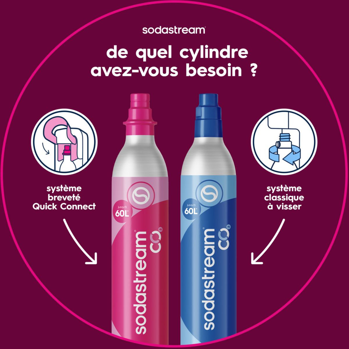 Cylindre CQC pour machine à soda multicolore, SODASTREAM