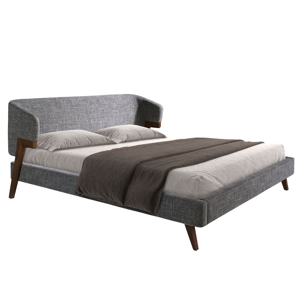 Lit en tissu gris | noyer, ANGEL CERDA