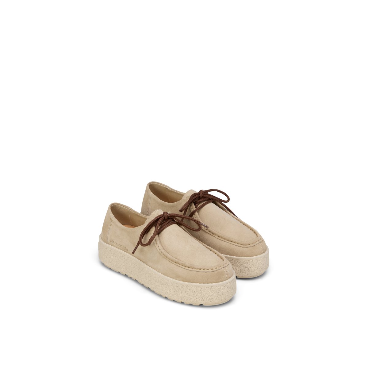Lacets modèle Pia en cuir velours doux beige, MARC O'POLO