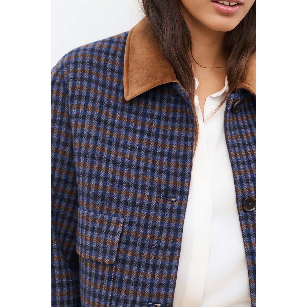 Manteau court structuré GTINA bleu marine, CAROLL