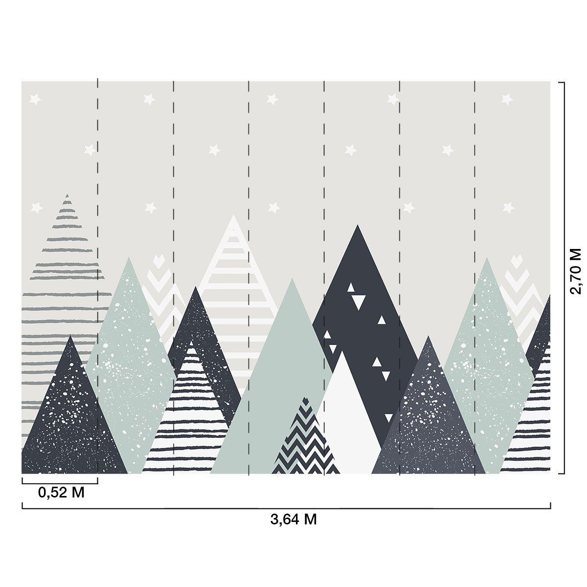 Papier peint enfant montagne scandinave intissé, HEXOA