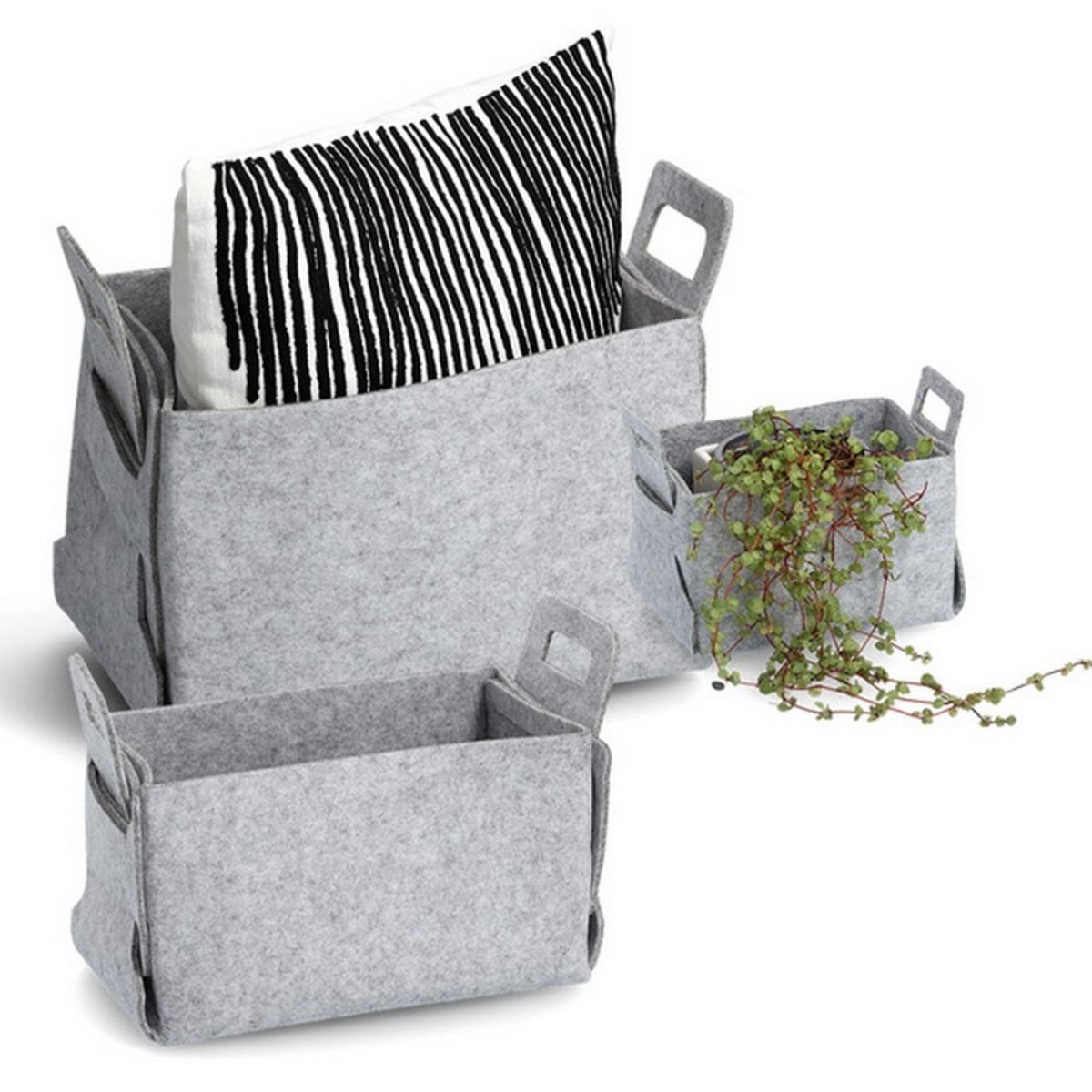 Corbeille feutre design gris, ZELLER PRESENT