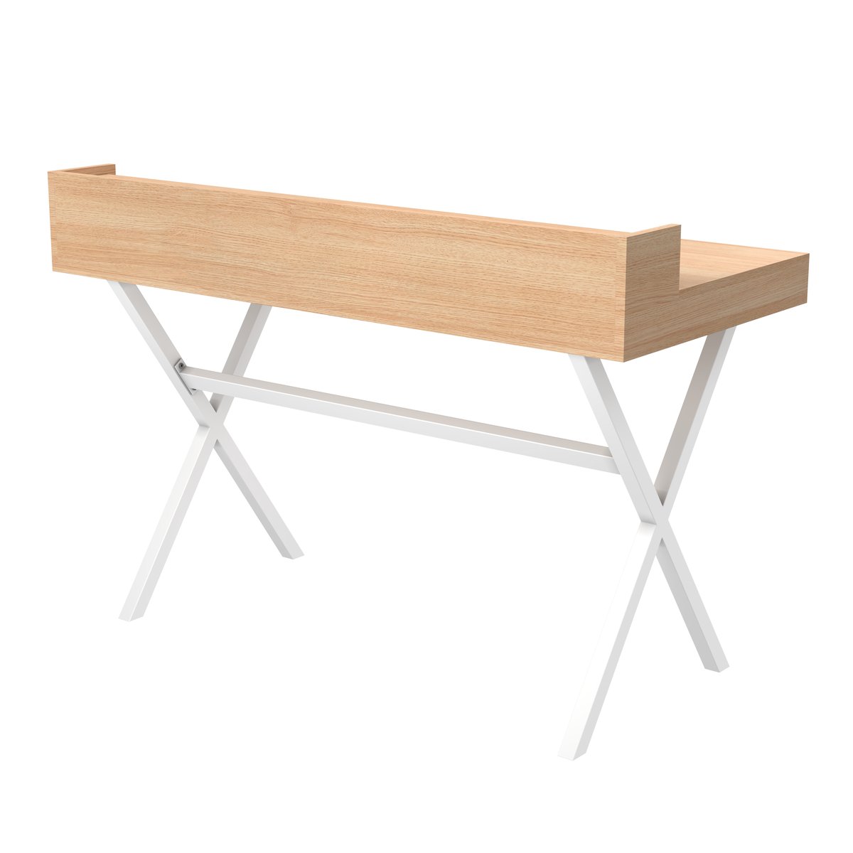 Bureau en chêne et métal coloré, HYPPOLITE blanc, HARTO
