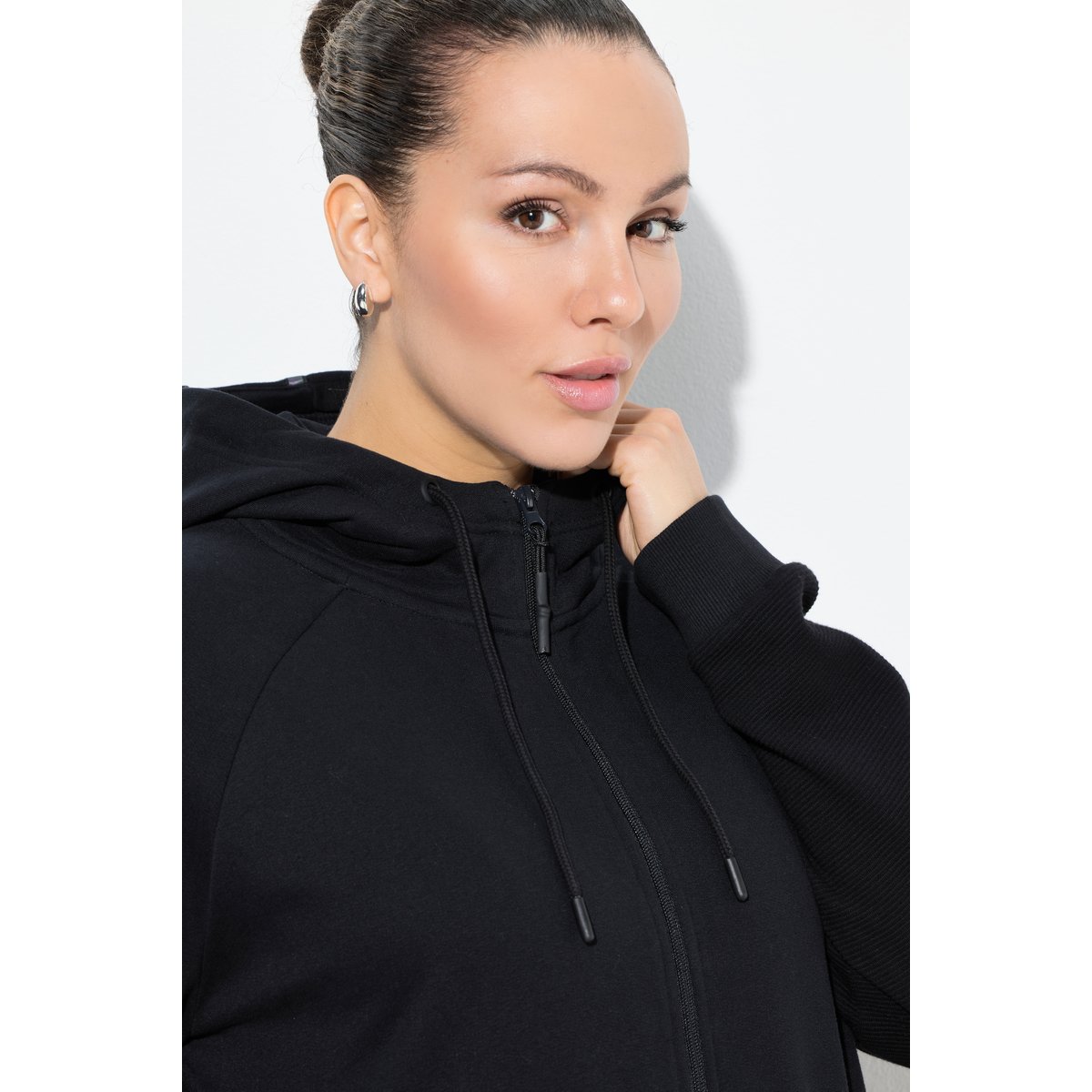 Veste en molleton à capuche noir, ULLA POPKEN