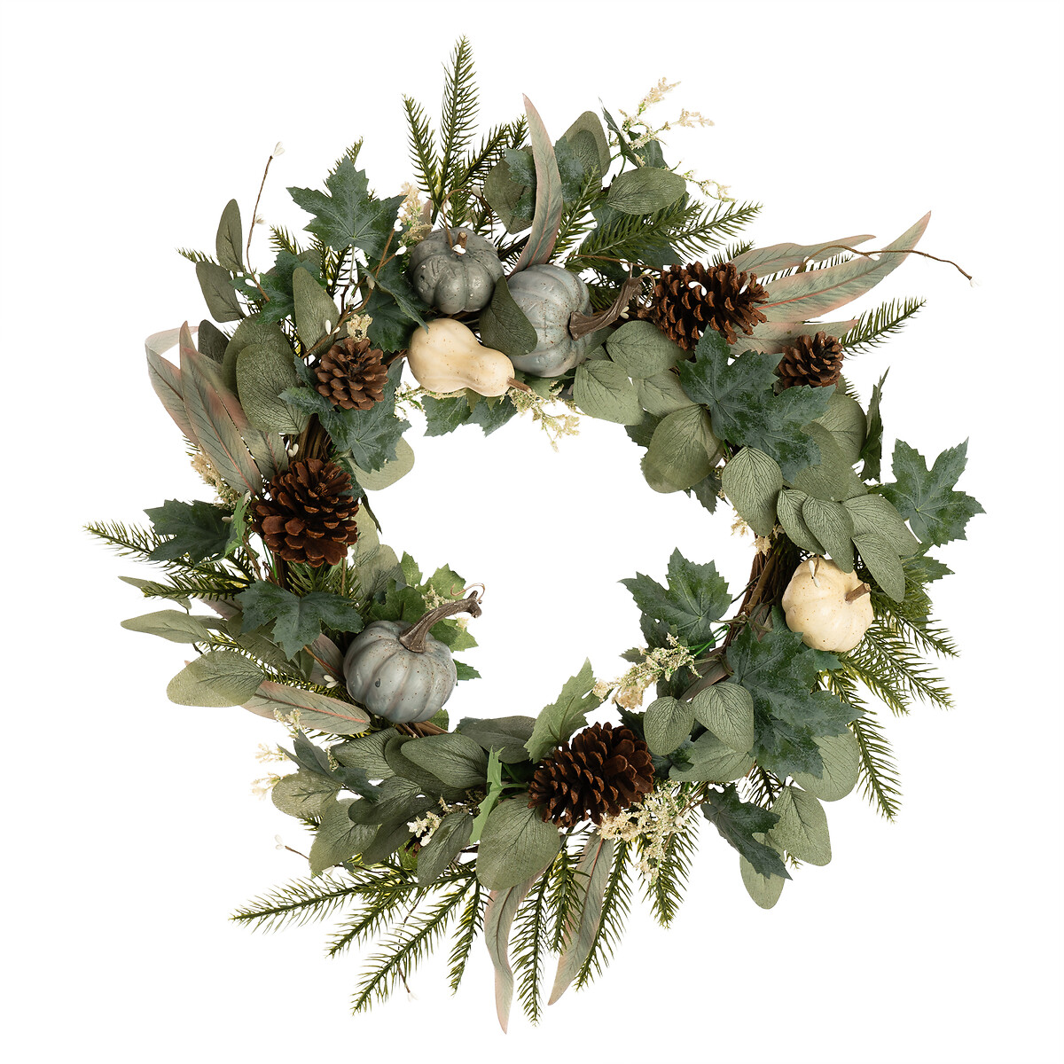 65cm Artificial Premium Pumpkin Wreath dark green/light green, SO'HOME