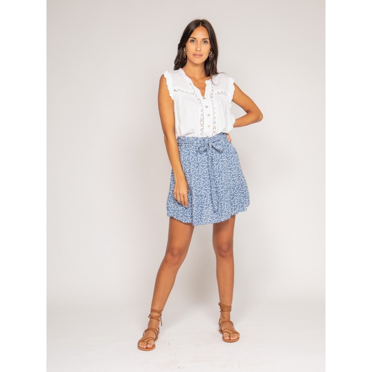 Jupe Short Motifs Xymess bleu, DONA LISA