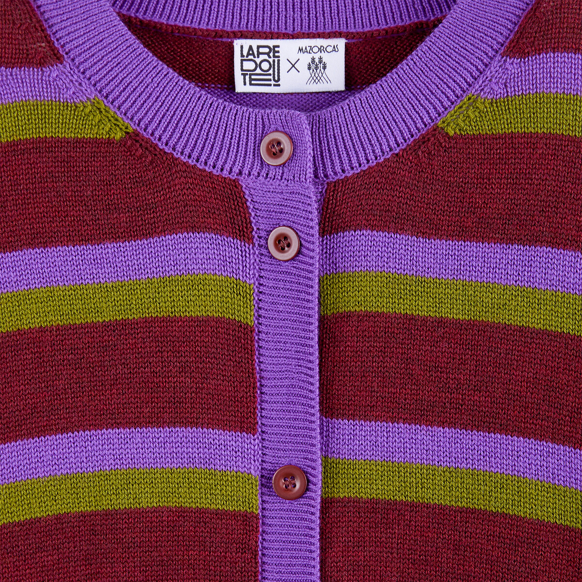 Cardigan rayé, en laine mérinos rayé multicolore, LA REDOUTE X MAZORCAS