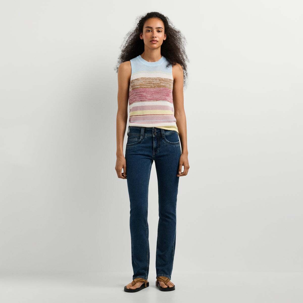 Gen - Jean Coupe Slim, Taille Moyenne teinte foncée délavée, PEPE JEANS