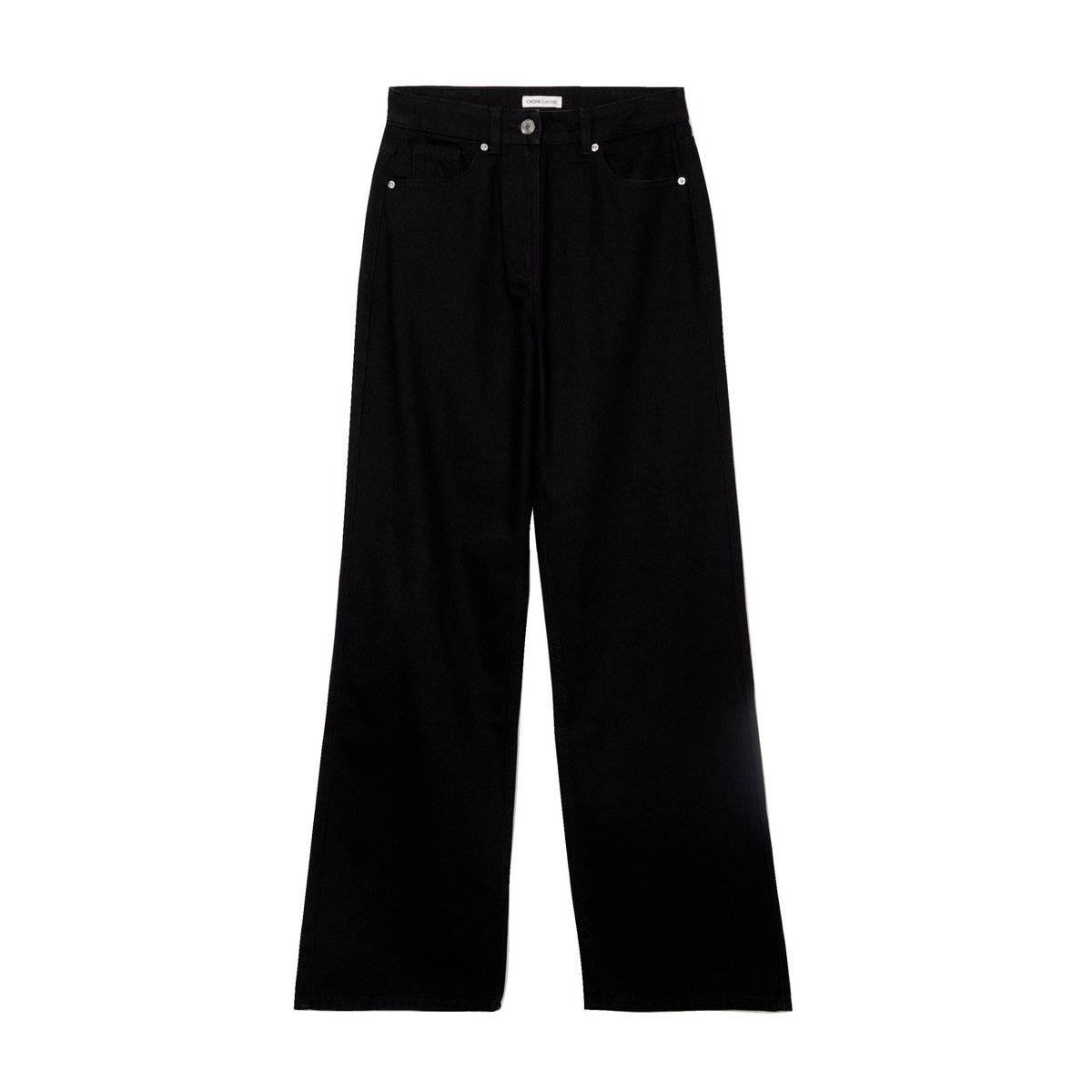 Jeans wide leg taille haute denim noir, CACHE CACHE