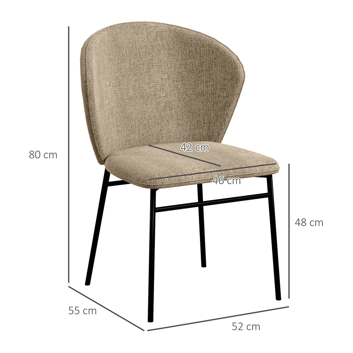 Chaise de salle à manger Lin (100% polyester) marron clair, HOMCOM