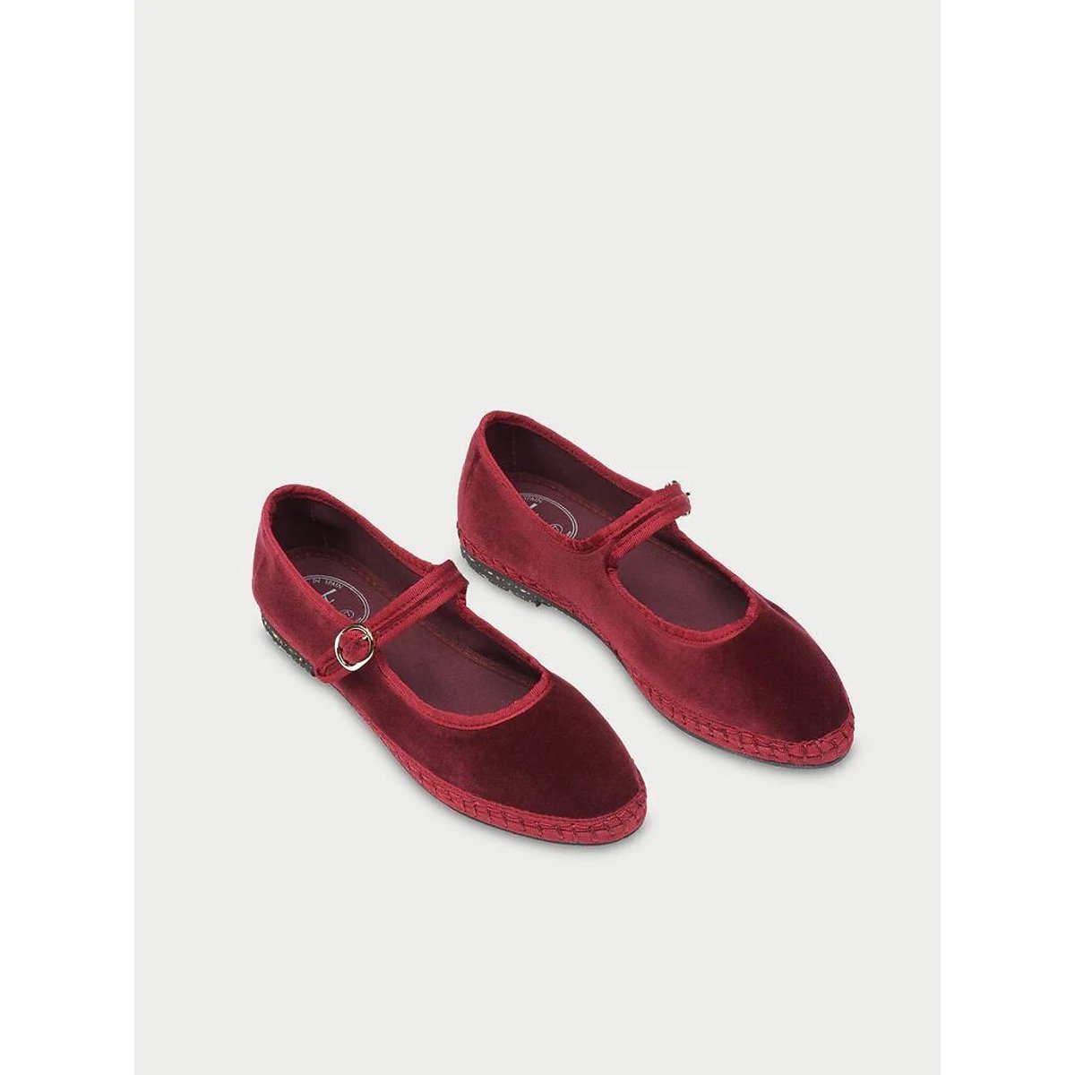 Ballerines Mary-Jane en velours Lucrecia rouge bordeaux, FLABELUS