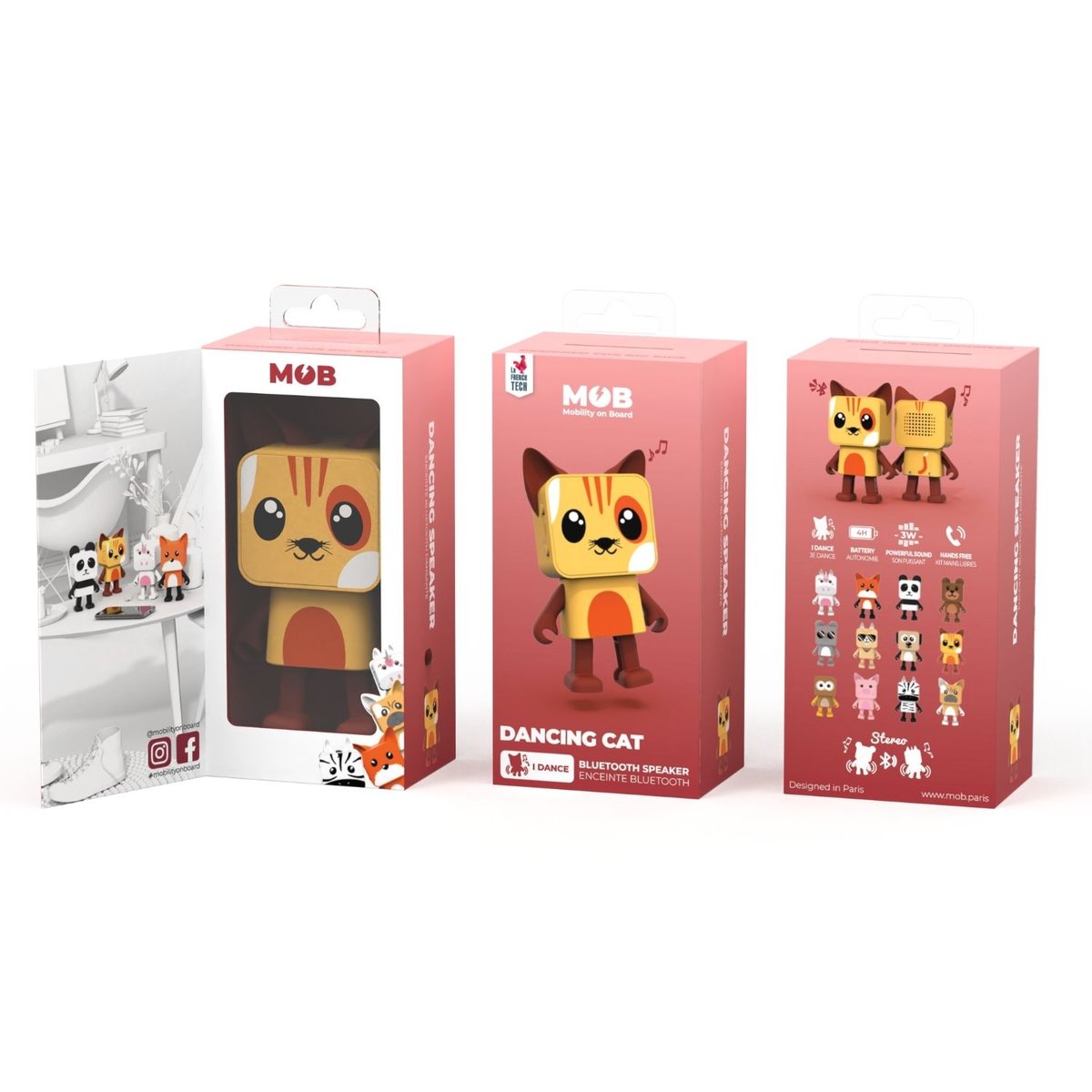 Enceinte dansante Animal Speaker jaune, marron, orange, MOB
