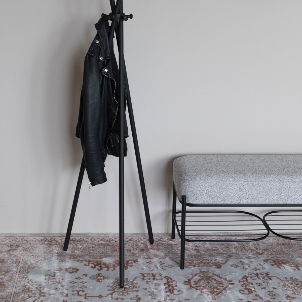 Banc en tissu et métal- MILOU gris chiné, DRAWER