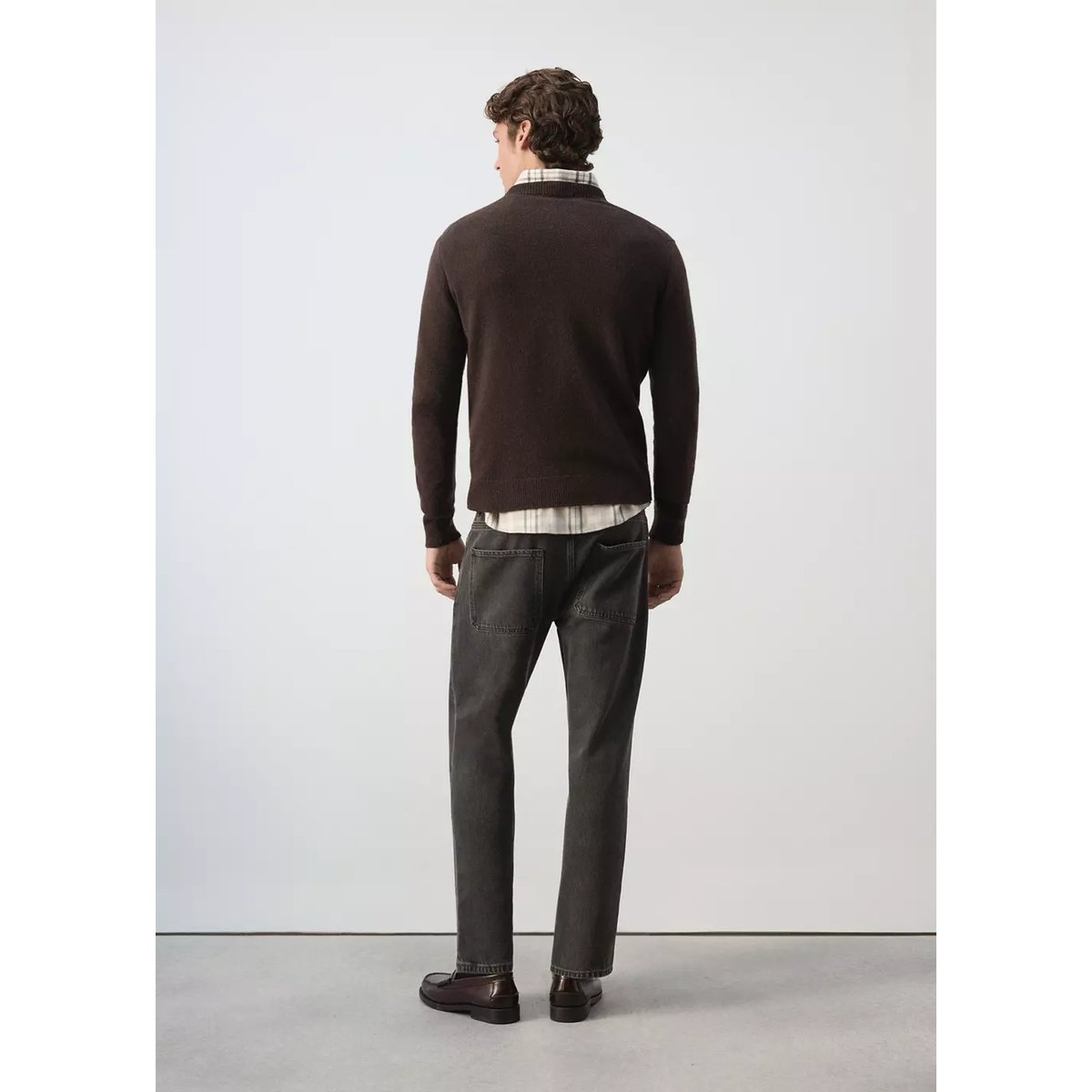 Pull-over maille laine mélangée chocolat, MANGO MAN