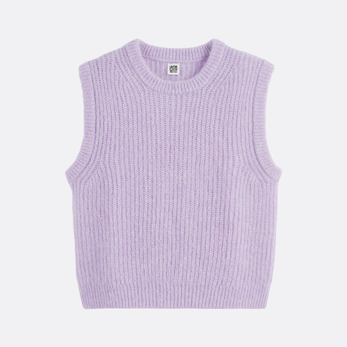 Camisola sem mangas com gola redonda em mistura de alpaca, Signature ANETTE violeta-claro, LA REDOUTE COLLECTIONS