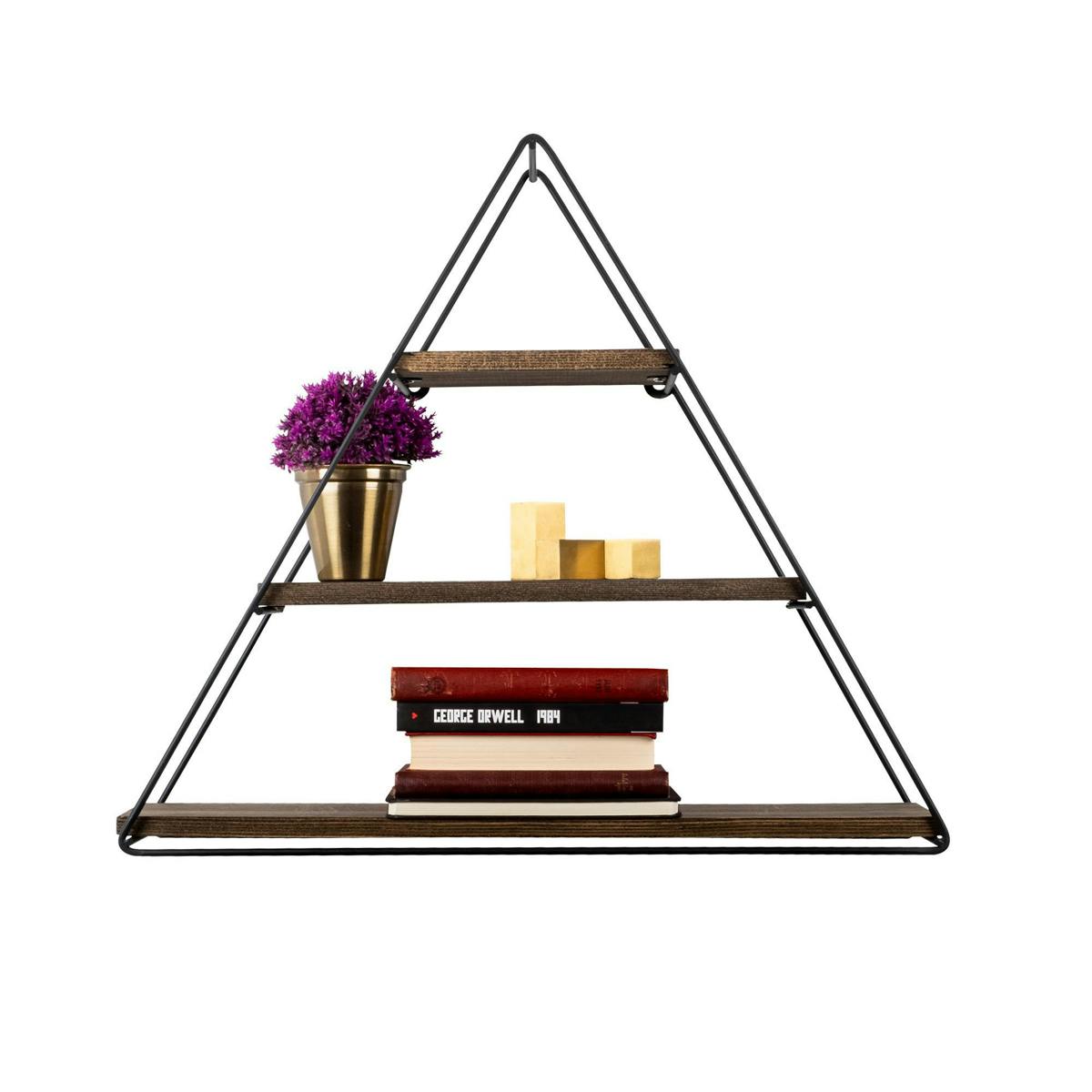 Etagère noire décorative triangle décor bois foncé JENA marron, PIER IMPORT