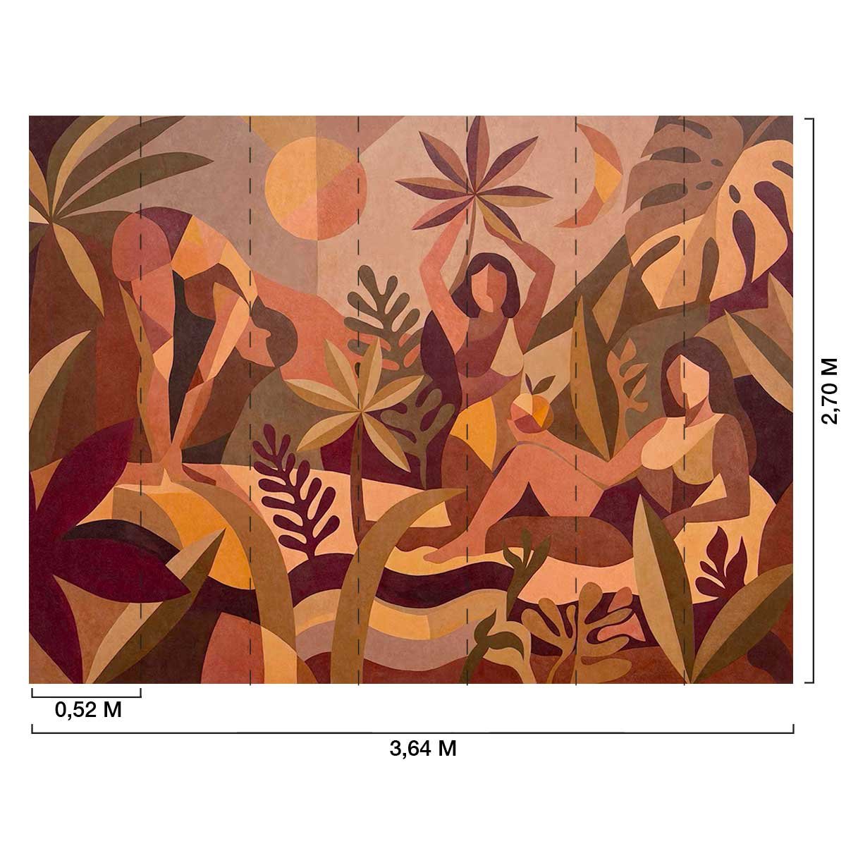 Papier peint Femmes à l'Oasis multicolore, HEXOA