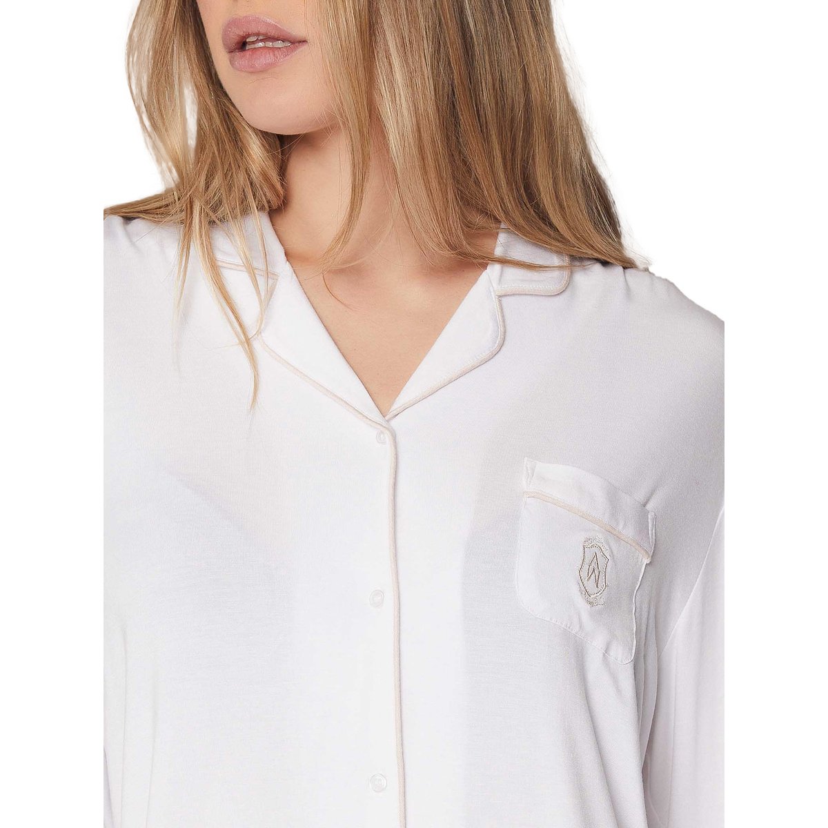 Chemise de nuit manches longues Night Soft blanc, ADMAS