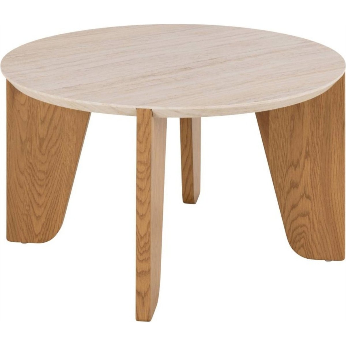 Table basse ronde effet travertin et chêne travertin et chêne sauvage, RECOLLECTION