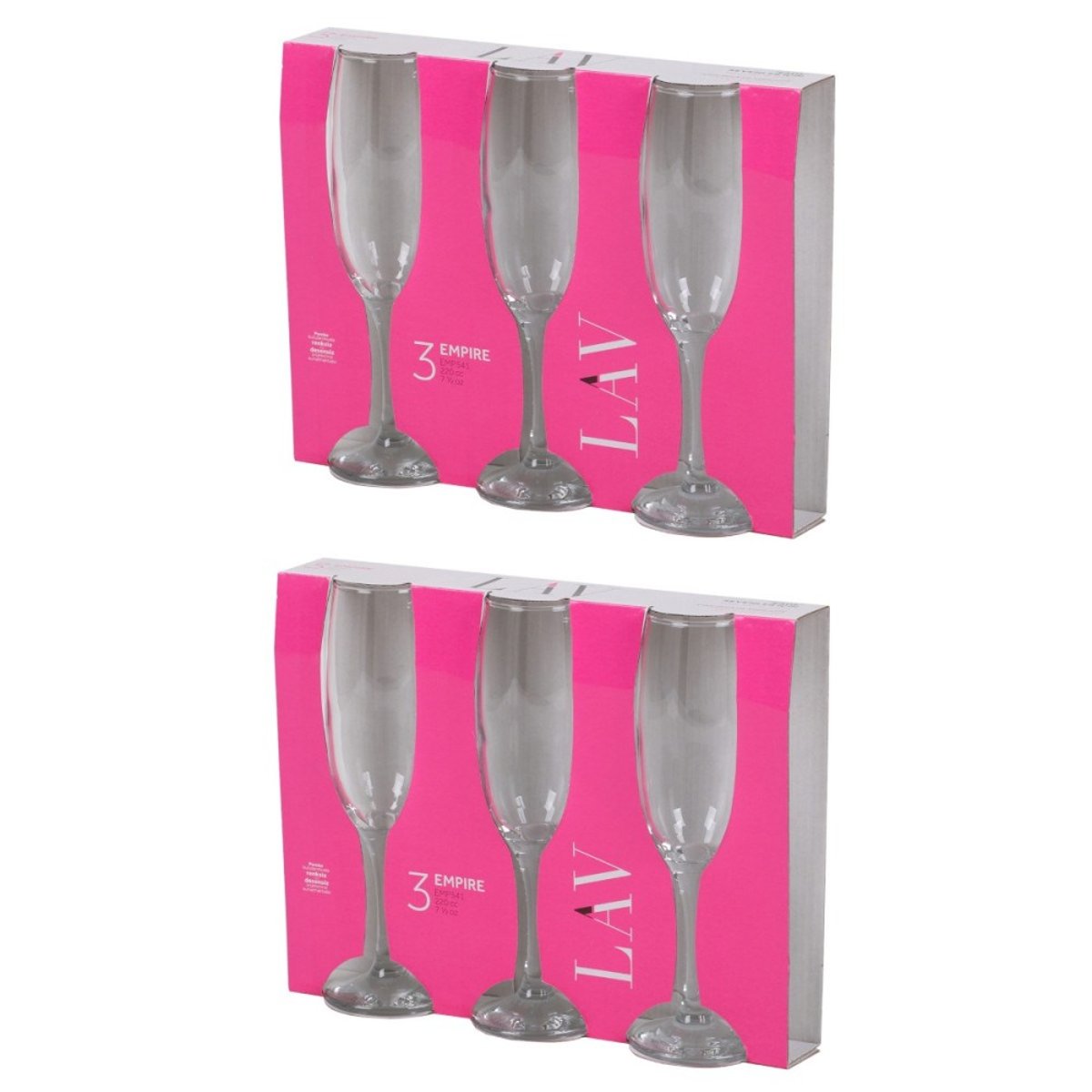 Lot de 6 flutes à champagne 22cl EMPIRE transparent, DECORATIE