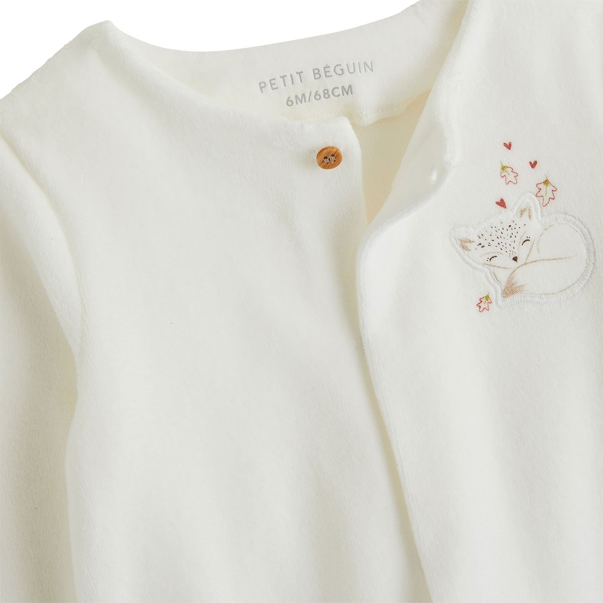 Ensemble bébé gilet et pantalon avec pieds en velours Doucette ecru, PETIT BEGUIN