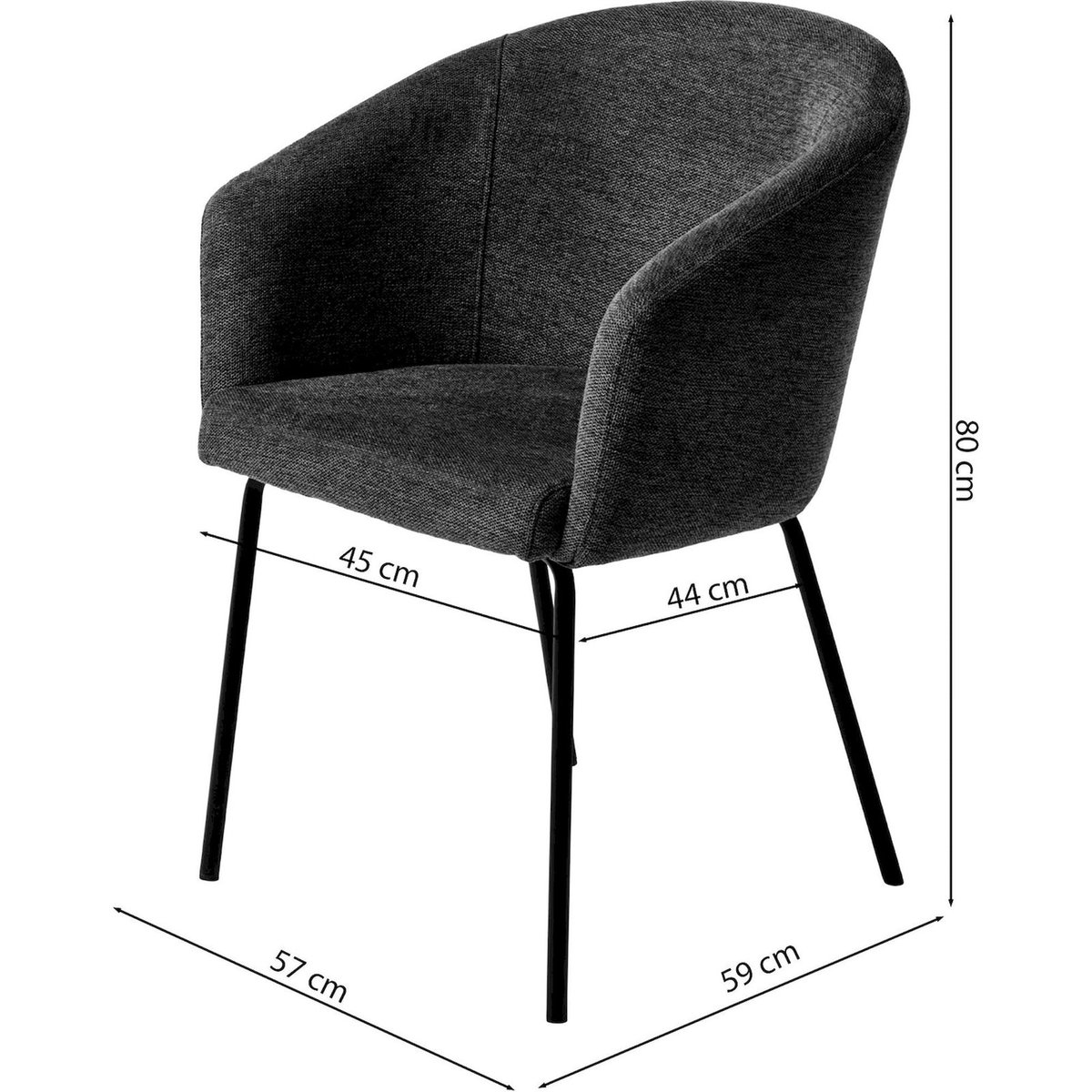 Chaise enveloppante à accoudoirs MUMMLE gris foncé, RECOLLECTION