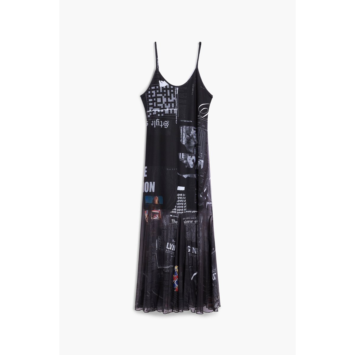 Robe à bretelles imprimée blanc, DESIGUAL