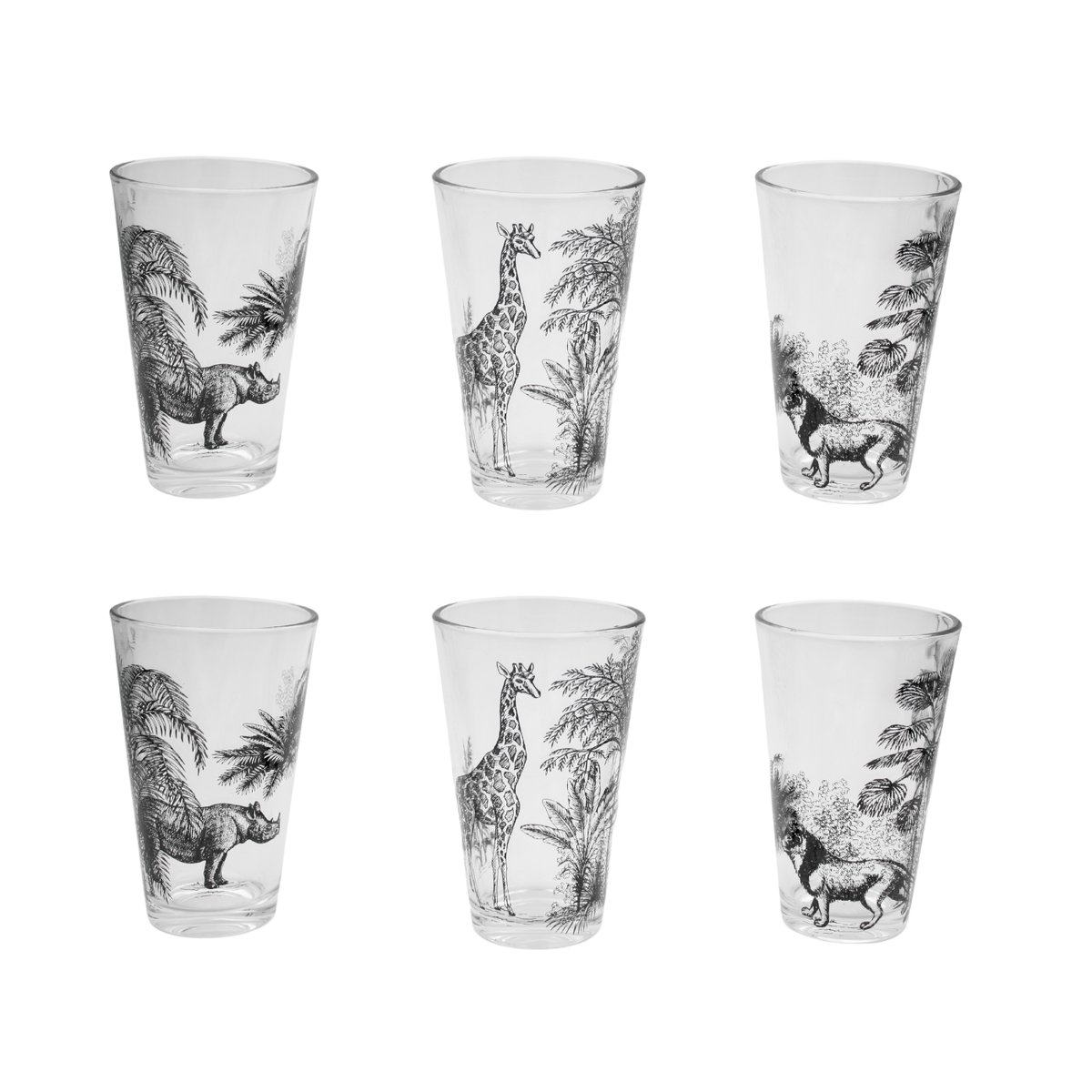 Lot de 6 verres, SAVANA noir, ARTIME